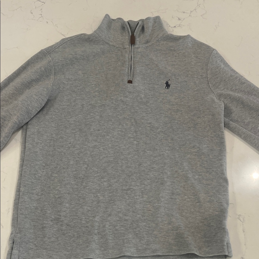 Polo by Ralph Lauren Men's Light Gray Zip-Up Sweater